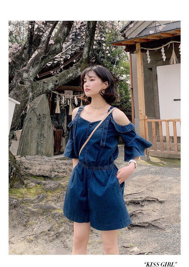 JUMSUIT JEAN ĐÙI TRỄ VAI TAY LOE